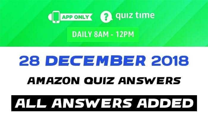 Amazon Quiz 28 december 2018