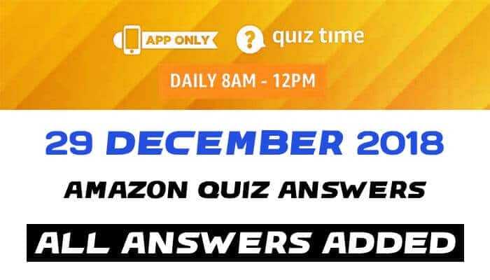 Amazon Quiz 29 december 2018