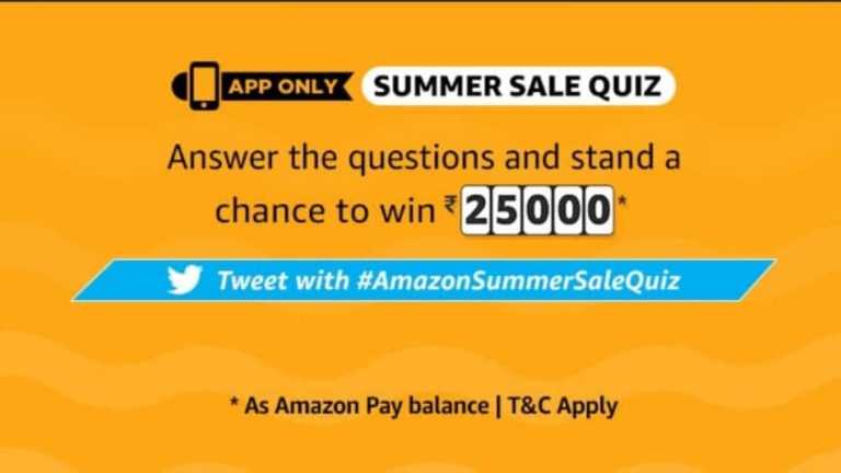 Amazon Summer Sale Quiz Answers Today - Win Rs.25000