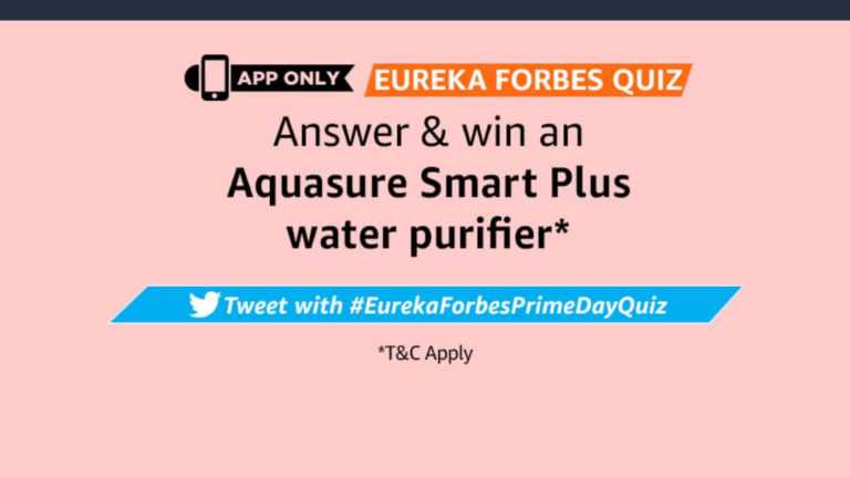 Amazon Eureka Forbes Quiz Answers - Aquasure Water purifier