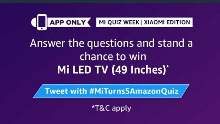 Amazon Mi LED TV Quiz Answers - Win 49 Inch Mi TV