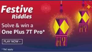 Amazon Festive riddles Quiz Answers Win - Oneplus 7T Pro