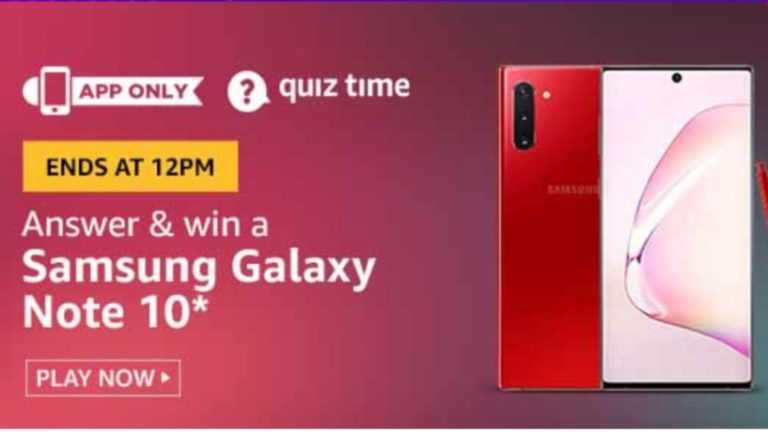 Amazon Quiz 27 October 2019 Answers Win - Samsung Note 10