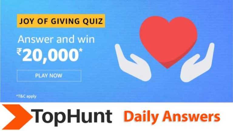 Amazon Joy Of Living Quiz Answers Today Win - ₹20000 (5 Prizes)