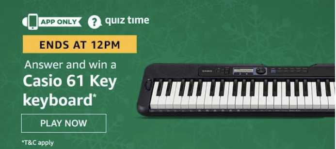 Amazon Quiz 24 January 2020 Answers Win - Casio 61 Key Keyboard