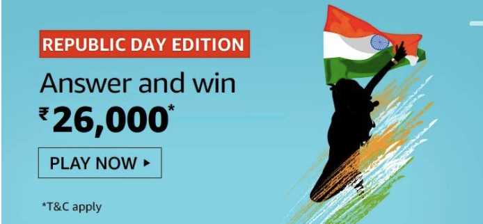 Amazon Republic Day Edition Quiz Answers Win - ₹26000 Pay