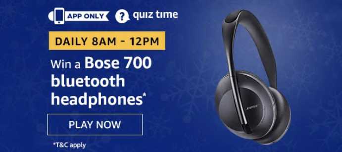 Amazon Quiz Answers 25th January 2020 Win - Bose 700 Headphones