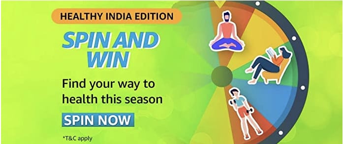 Amazon Healthy india spin and win Quiz Answers win 5 Prizes
