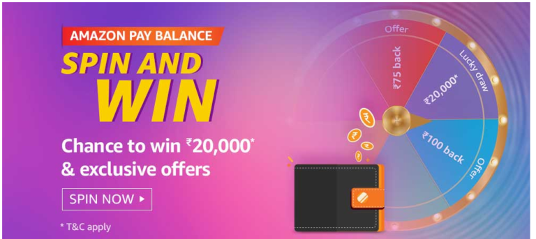 Amazon Pay Balance Spin and Win - Rs.20000, Offers