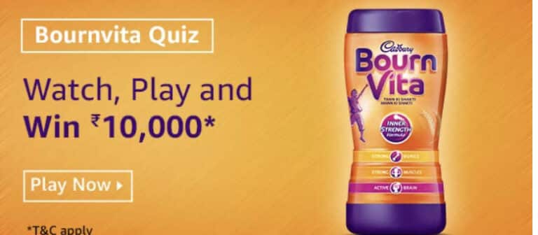 Amazon Bournvita Quiz Answers Win – Rs.10000