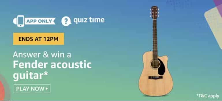 Amazon Quiz 6 June 2020 Answers Win - Fender Acoustic Guitar