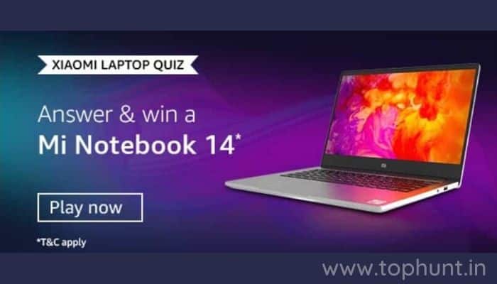 Amazon Xiaomi Laptop Quiz Answers Win: Mi Notebook 14 Quiz