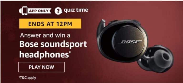 Amazon Quiz 9 June 2020 Answers Win - Bose Soundsport Headphones