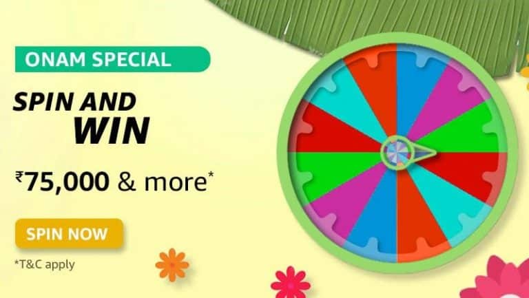 Amazon Onam Special Quiz Spin and Win 75000