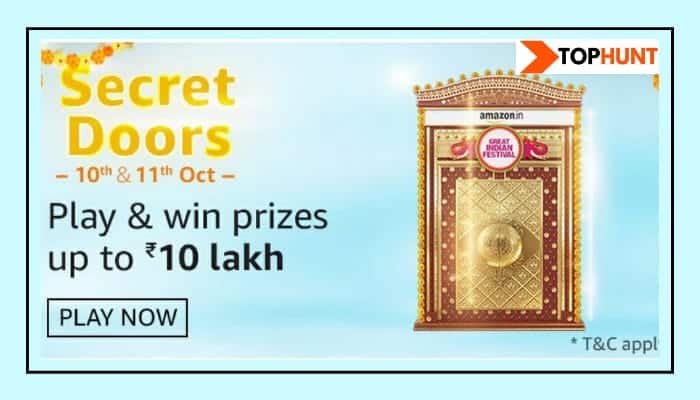 Amazon Secret Doors Quiz Answers 10th Oct - Win Rs.10 Lakh