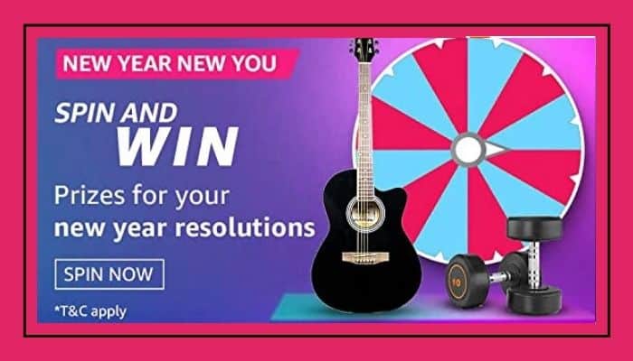 Amazon New Year New You Quiz Answers Spin & win Prizes