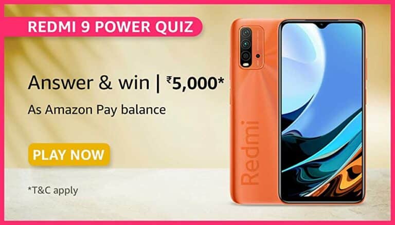 Amazon Redmi 9 Power Quiz Answers Win ₹5000