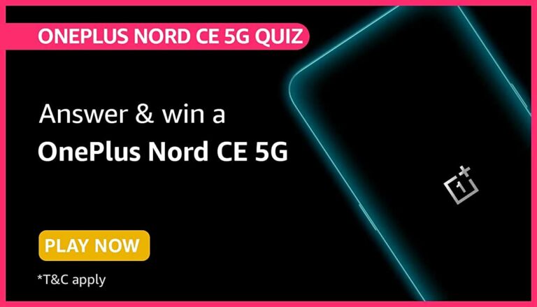 Amazon OnePlus Nord CE 5G Quiz Answers Win Oneplus Nord