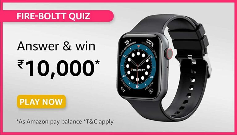 Amazon Fire Boltt Ring Quiz Answers Today win 10000 Pay