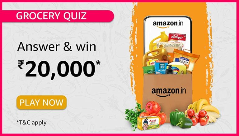 Amazon Grocery Quiz Answers Today Win 20000 Pay Balance