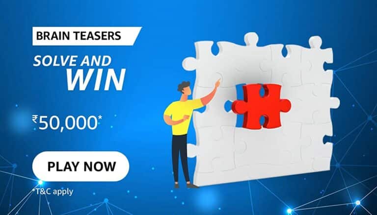 Amazon Brain Teasers Puzzle Find the missing piece Quiz Answers Today