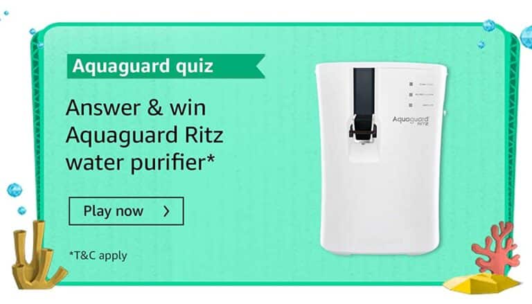 Amazon Aquaguard Quiz Answers July 2021 Win Ritz Water purifier