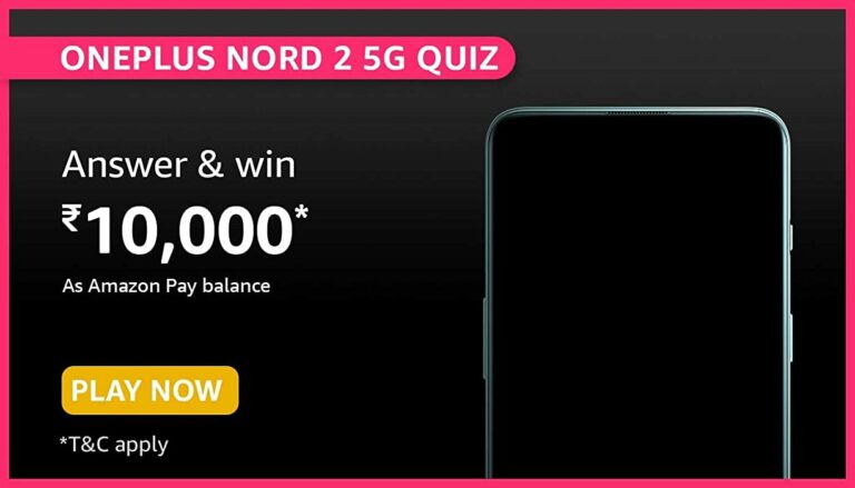 Amazon OnePlus Nord 2 5G Quiz Answers Win ₹10000
