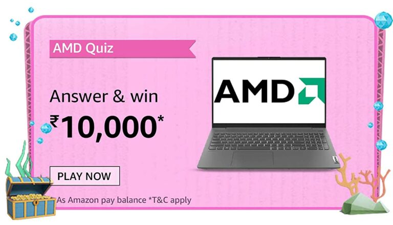Amazon AMD Laptops Quiz Answers For Today Win ₹10000