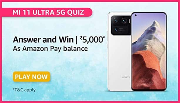 Amazon Mi 11 Ultra 5G Quiz Answers For Today Win ₹5,000