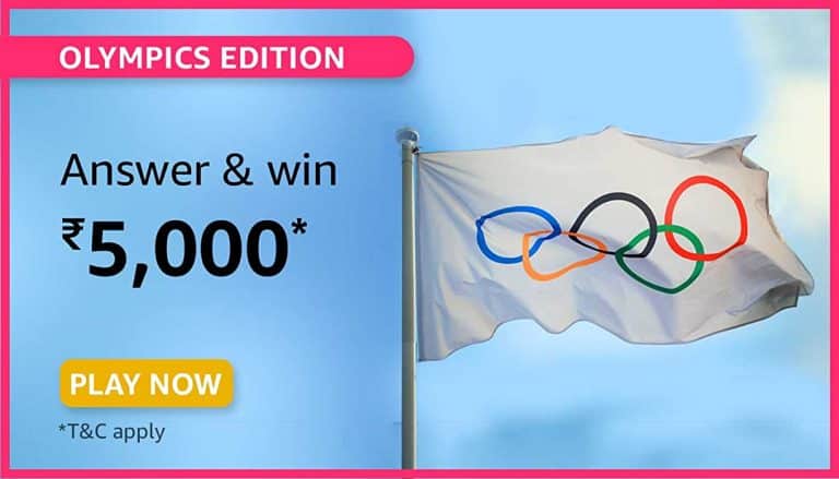 Amazon Olympic Edition Quiz Answers Win Rs.5000