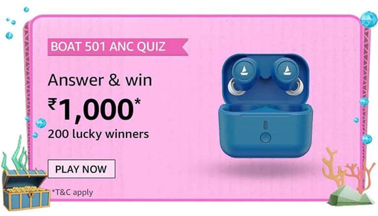 Amazon boAt 501 ANC Quiz Answers For Today Win 10000