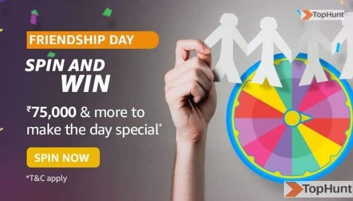 Amazon Amazon Friendship Day Spin and Win Quiz Answers Today Win 75000