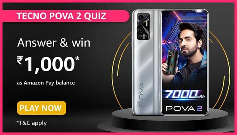 Amazon Tecno POVA 2 Quiz Answers Win 1000