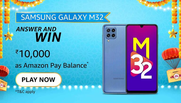 Amazon Samsung Galaxy M32 5G Quiz Answers Win 10000