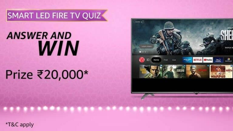 Amazon Smart LED Fire TV Quiz Answers Win 20000