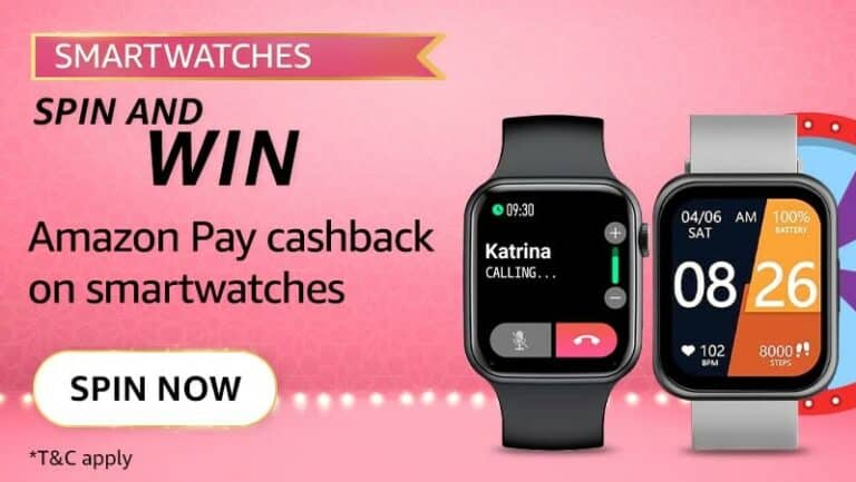 Amazon Smartwatches Spin and Win Quiz Answers Win Pay Cashback