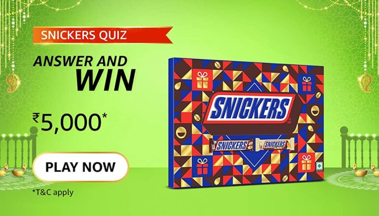 Amazon Snickers Quiz Answers Win 5000