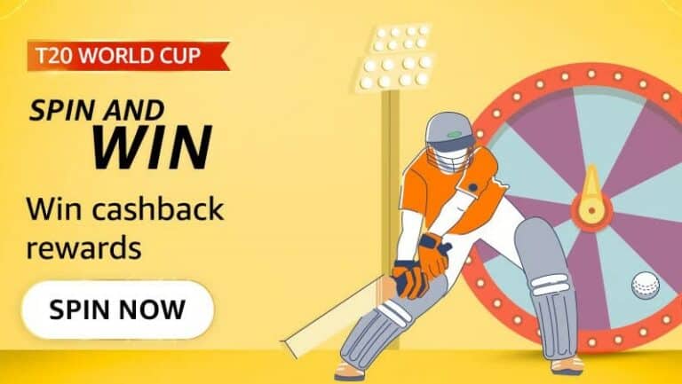 Amazon T20 Word cup Quiz Answers Spin & Win Cashback Rewards