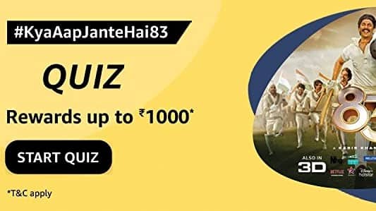 Amazon Kya Aap Jante Hai 83 Quiz Answers Win 1000
