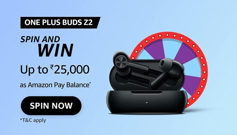 Amazon One plus Buds Z2 Quiz Answer Spin & Win Rs.25,000