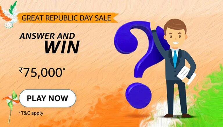 Amazon Republic Day Quiz Answers Win 75000