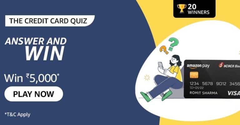 Amazon The Credit Card Quiz Answers Win 5000 (20 winners)