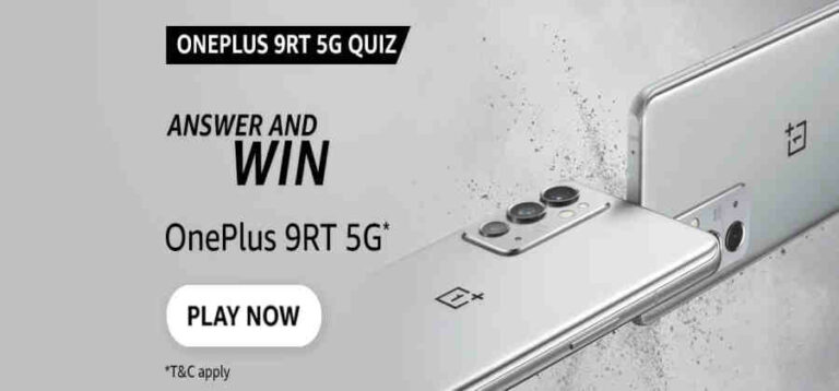 Amazon OnePlus 9RT 5G Quiz Answers Win smartphone