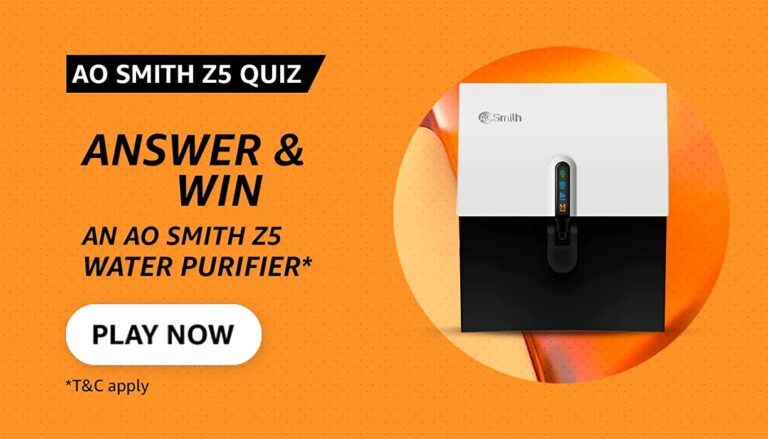 Amazon AO SMITH Z5 Quiz Answers FEB 2022: Win Water Purifier