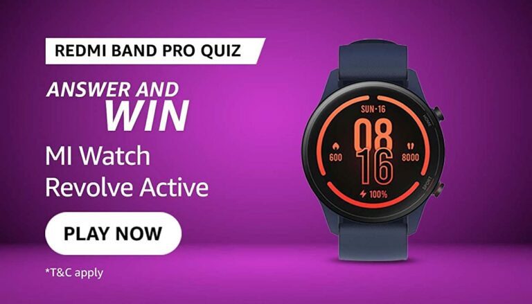 Amazon Redmi Smart Band Pro Quiz Answers Today Win Smart Watch