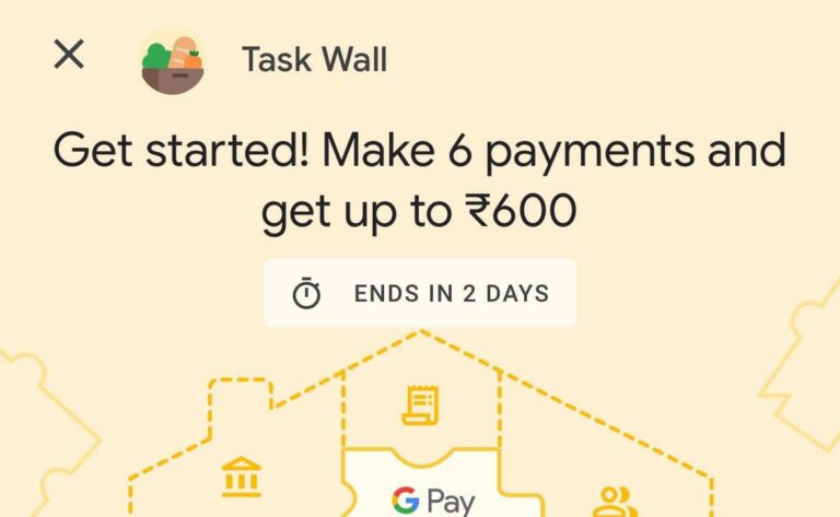 Google Pay Task Wall Offer: How to Collect Gpay stamps & win ₹600