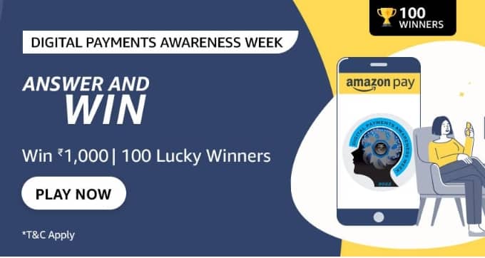 Amazon Pay Digital Payments Awareness Quiz Answers: Win ₹10000