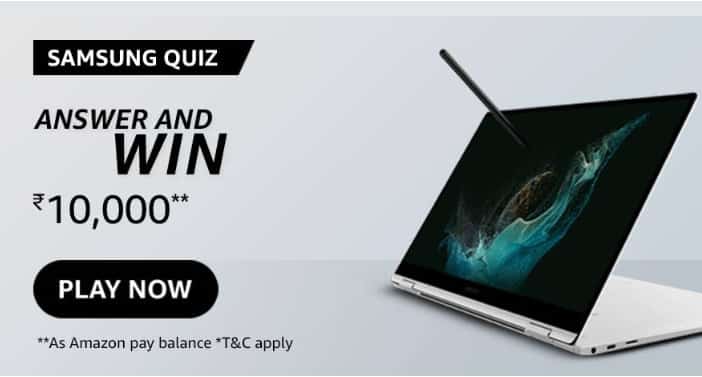 Amazon Samsung Laptops Quiz Answers Today Win 10000