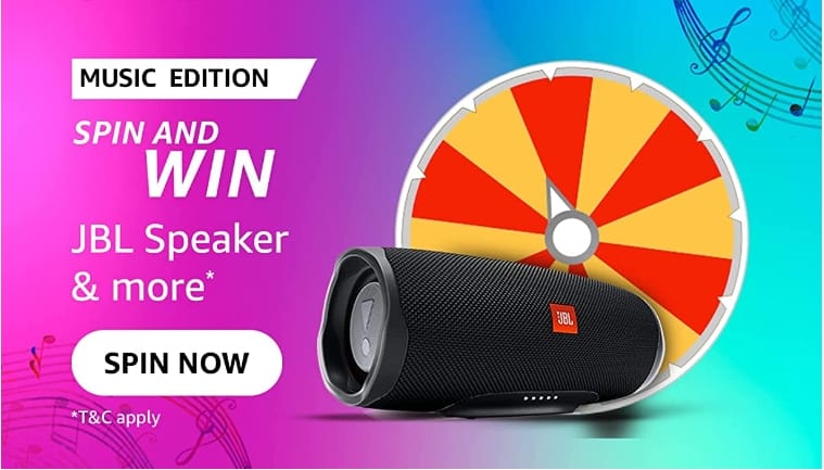 Amazon Music Edition Spin and Win Quiz Answers Today - JBL Speakers
