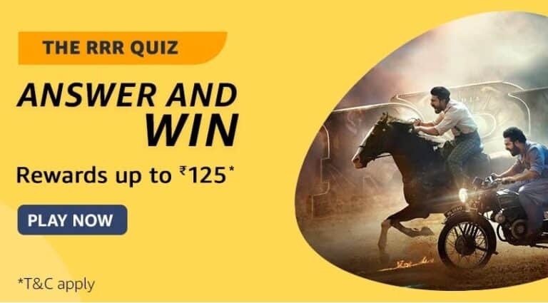 Amazon Pay Movies The RRR Quiz Answers Today Win Rewards Up to 125₹